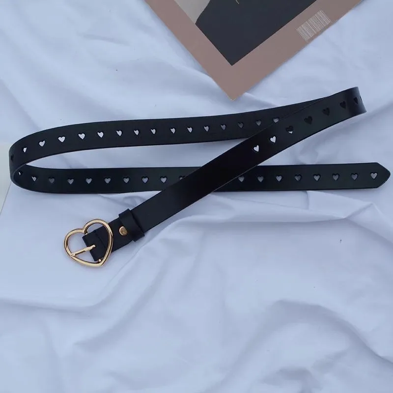 RETRO HOLLOW LOVE LEATHER BELT BY18010