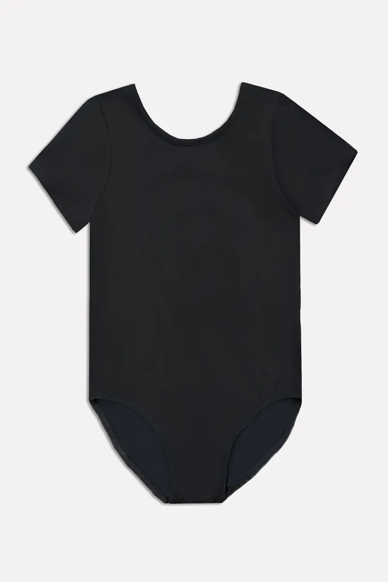 Simply Soft Luxe Short Sleeve Bodysuit Leotard - Black