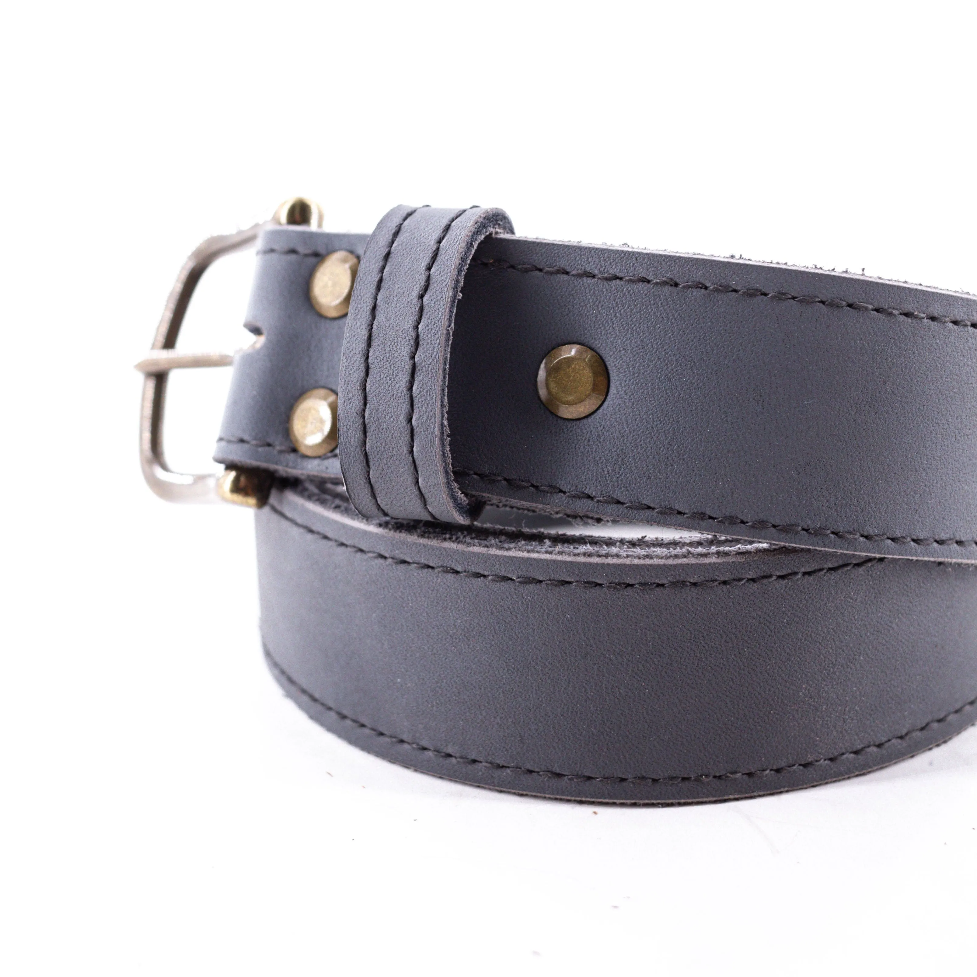 Smooth Gray Leather Belt