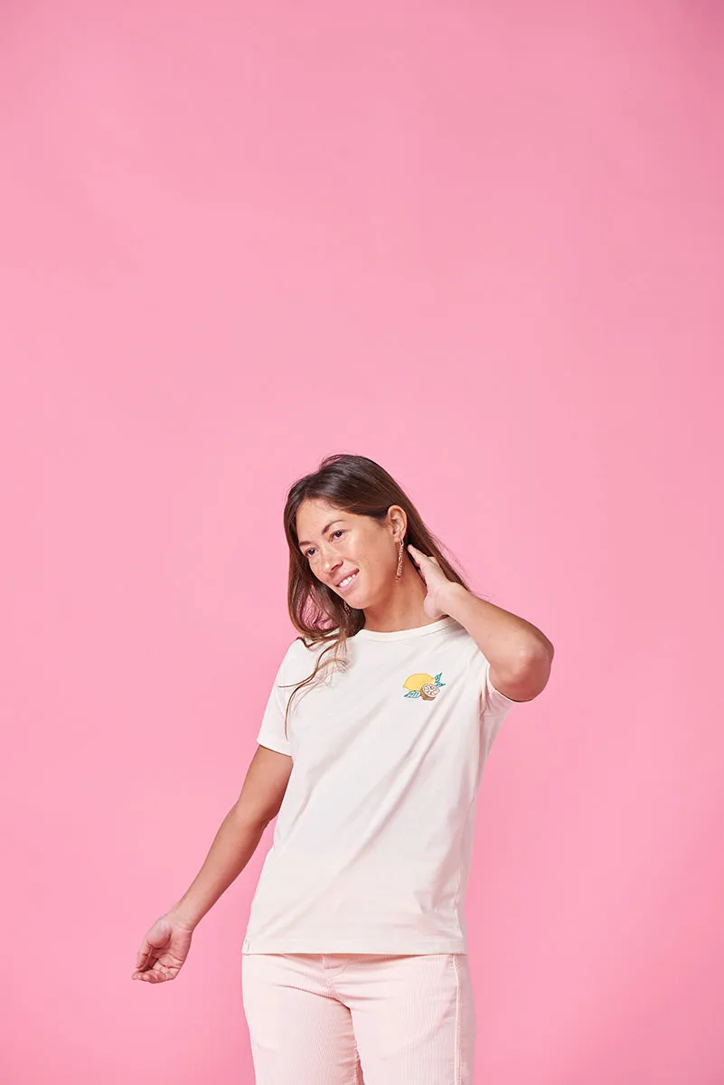 T-SHIRT GRAINE FEMME CITRON BLANC