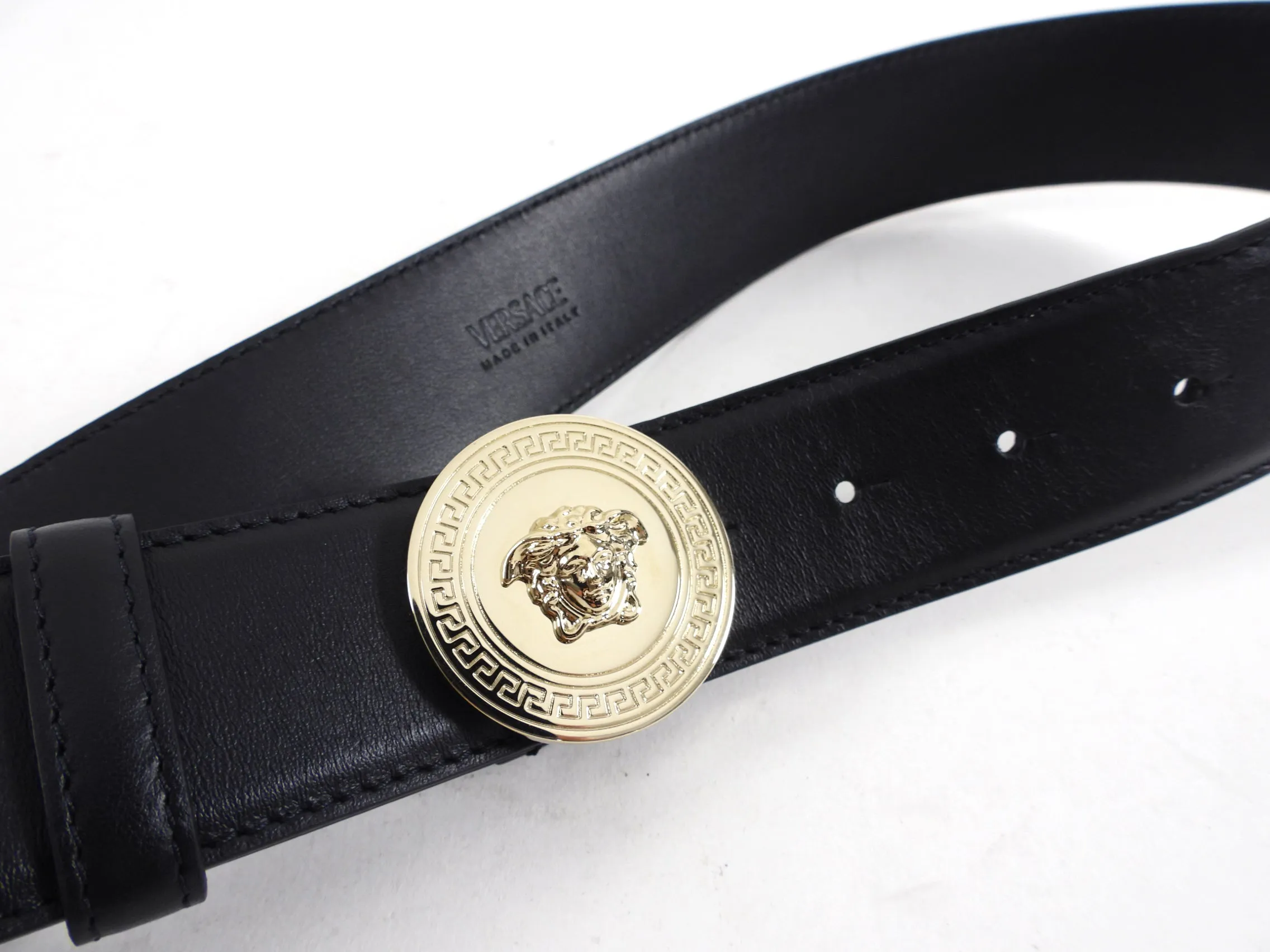 Versace Medusa Buckle Black Leather Belt - 29-33