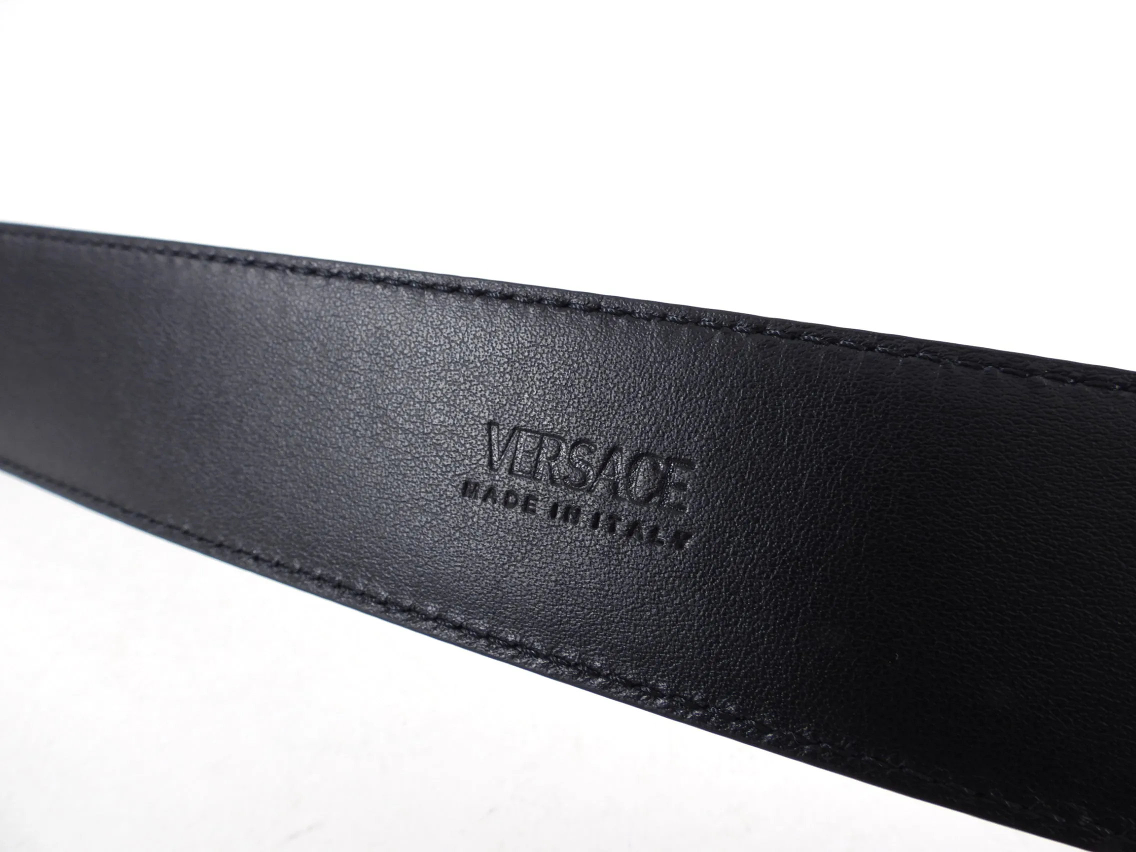 Versace Medusa Buckle Black Leather Belt - 29-33