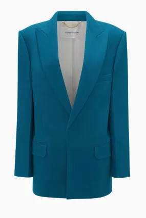 Victoria Beckham Peak Lapel Jacket - Petroleum