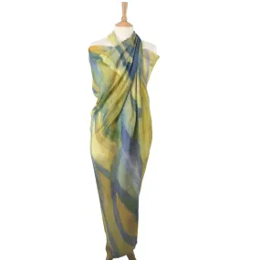 Watercolour Scene Large Scarf/Sarong - Yellow (140x180cm)