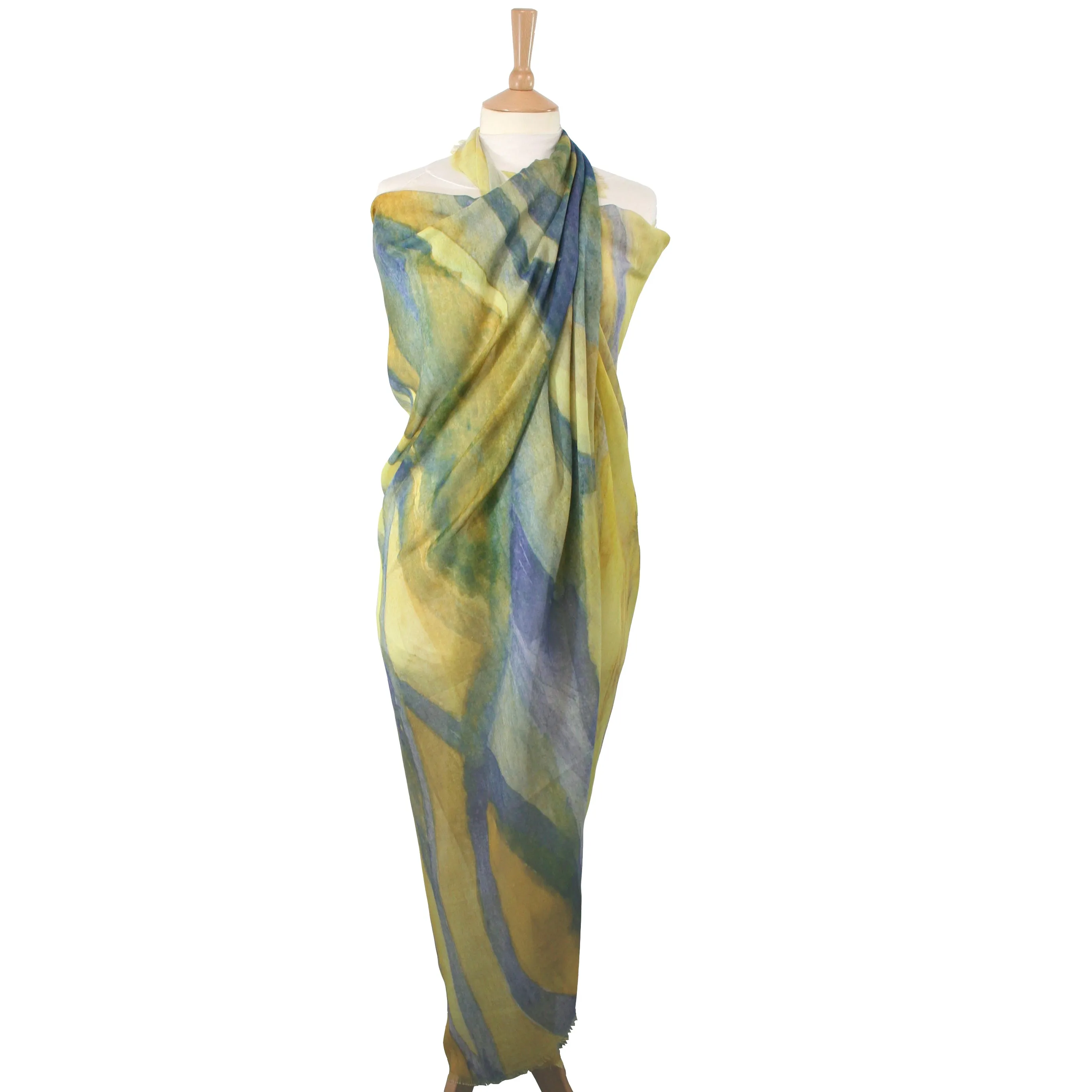 Watercolour Scene Large Scarf/Sarong - Yellow (140x180cm)