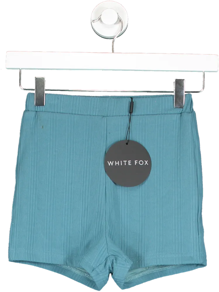 White Fox Blue So You Remember Ribbed Booty Shorts In Teal UK XS