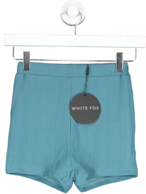 White Fox Blue So You Remember Ribbed Booty Shorts In Teal UK XS