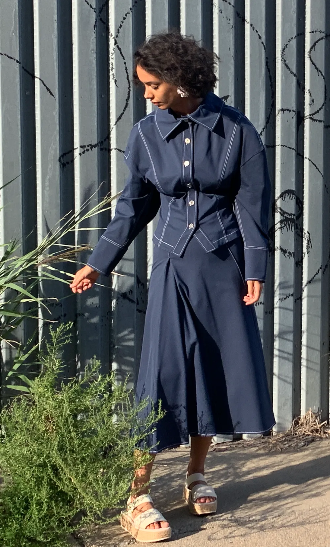 Windy Skirt in Navy Ponte