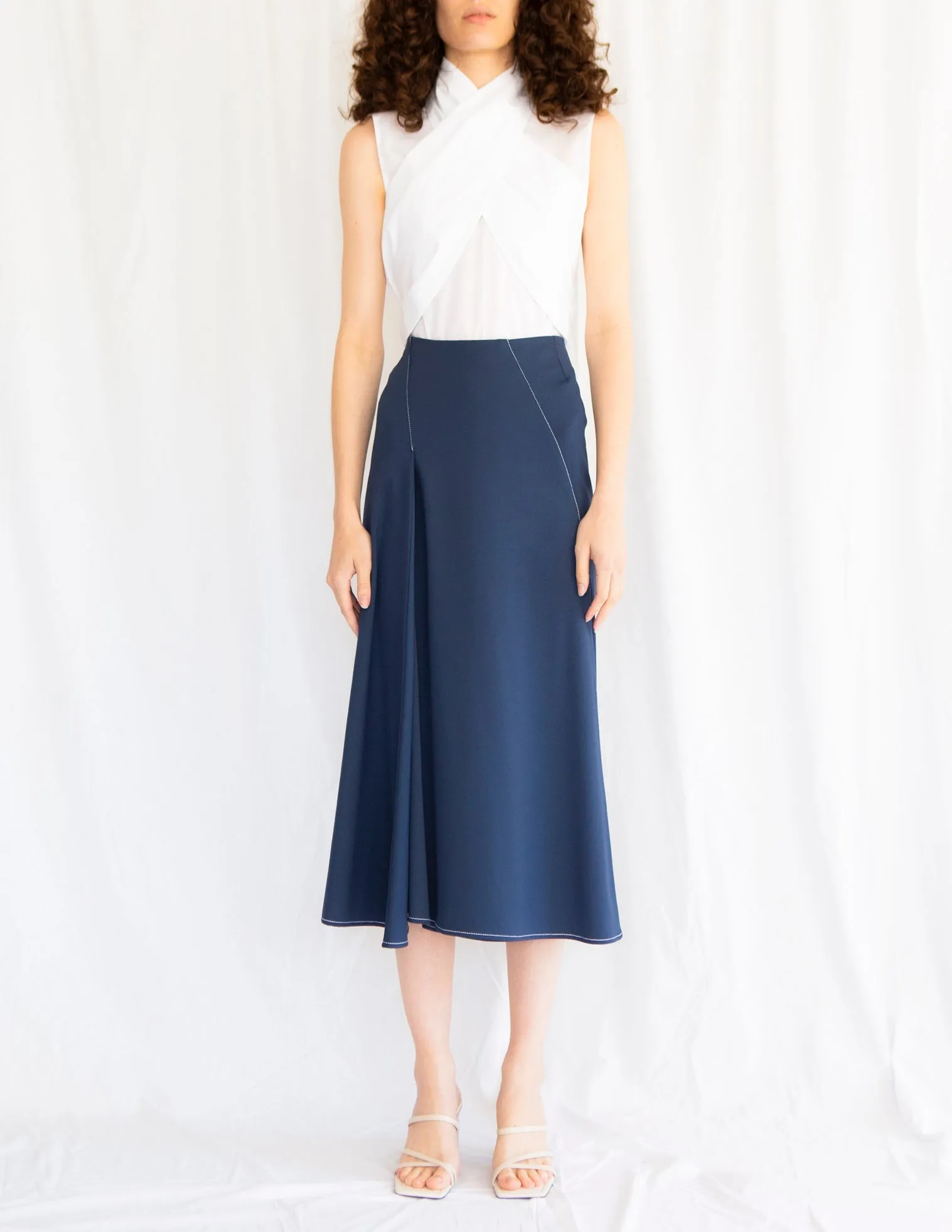 Windy Skirt in Navy Ponte