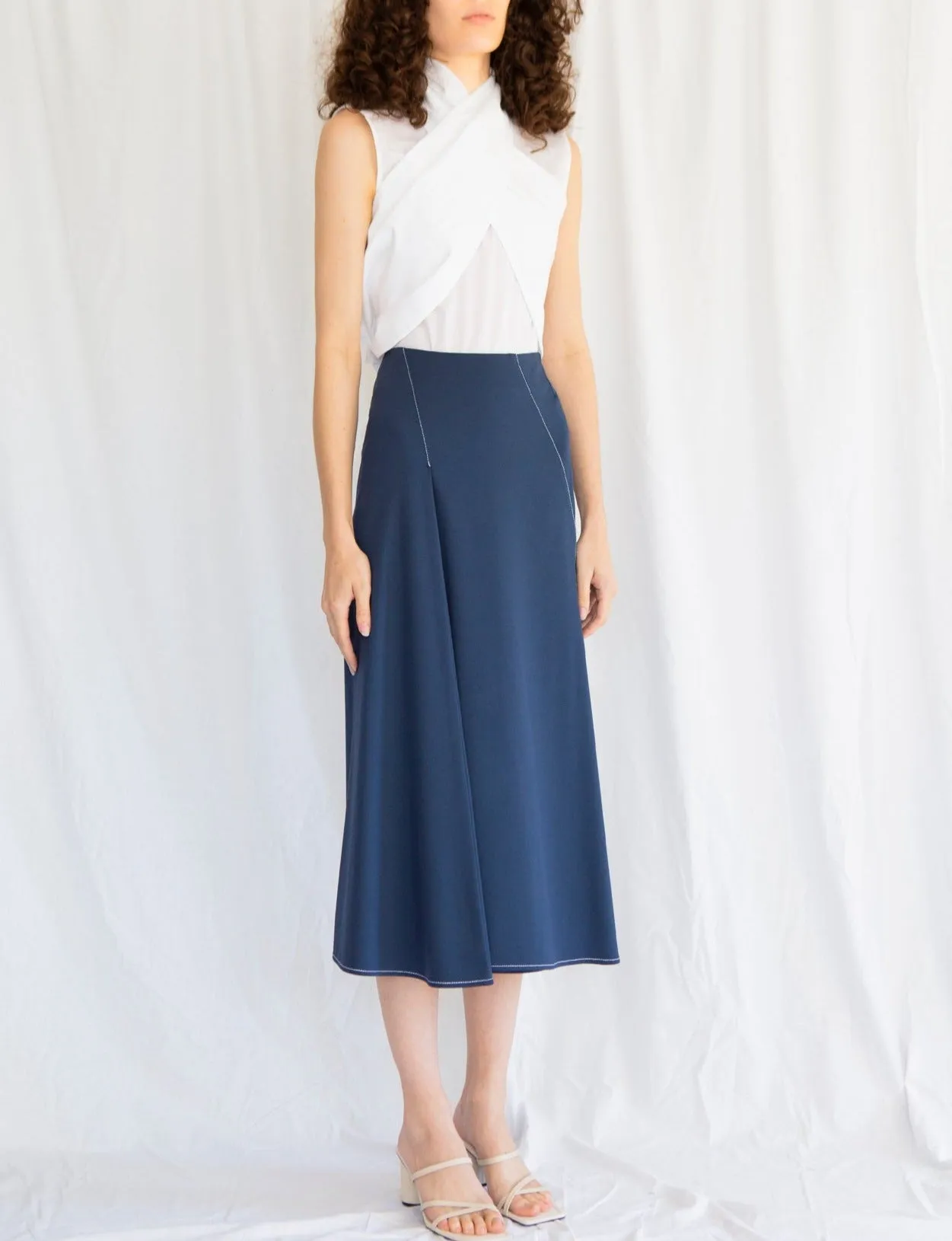 Windy Skirt in Navy Ponte