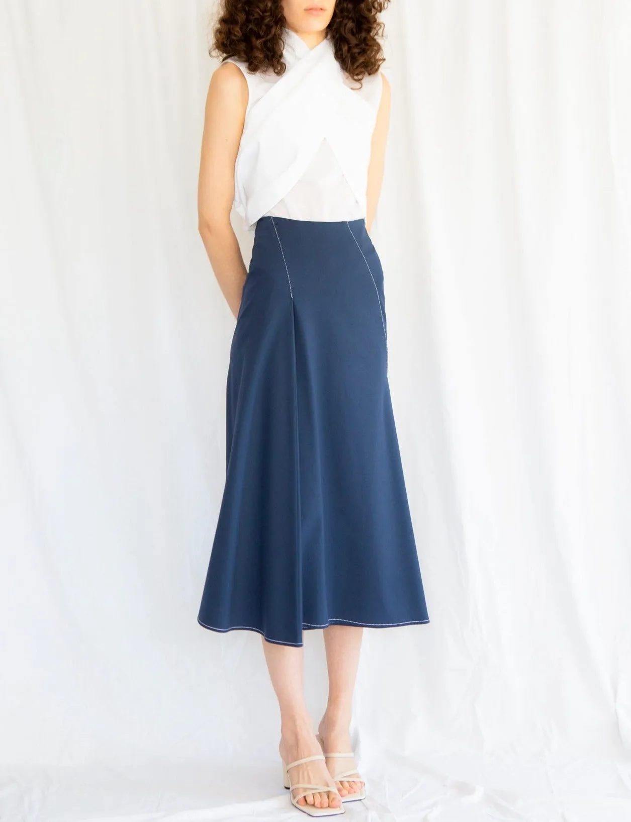 Windy Skirt in Navy Ponte