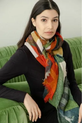 Yoko - Annica Wool Scarf - Orange Green